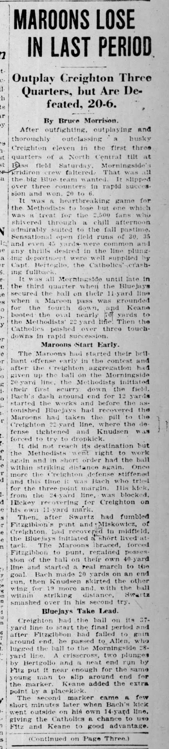Maroons Lose In Last Period